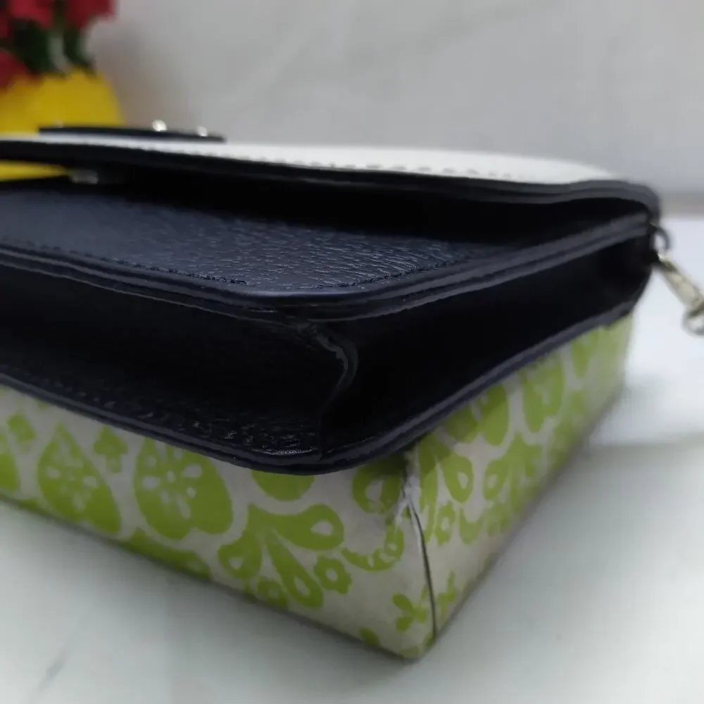 Kate Spade New York Colorblock Ivory Black Leather Small Crossbody Bag